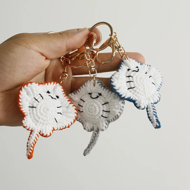 Funny Shrimp Doll Crochet Keychain Handmaking Clown Fish Knitting Keyrings Cute Shrimp Keyrings Bag Pendant Custom Accessories