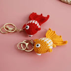Funny Shrimp Doll Crochet Keychain Handmaking Clown Fish Knitting Keyrings Cute Shrimp Keyrings Bag Pendant Custom Accessories