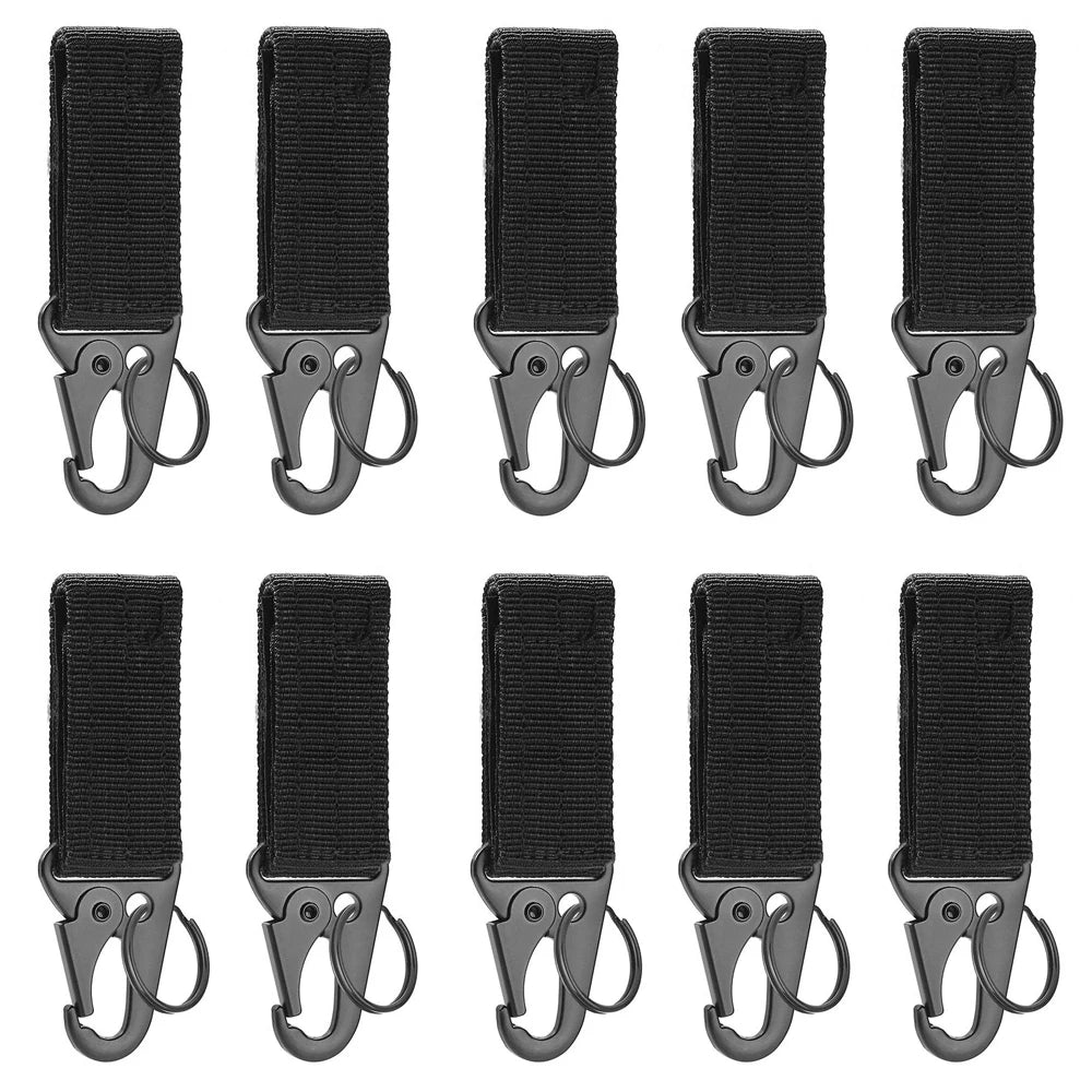 2/5 PCS.Tactical Hanging Buckle Molle Nylon Webbing Carabiner Belt Triangle Keychain for Outdoor Climbing Camping Tool Accessory