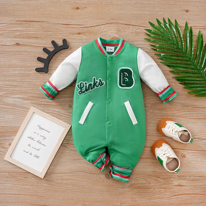 0-18 Baby Jumpsuit Casual Letter Embroidery For Comfortable And Soft Boys And Girls Summer Short Sleeved Newborn Clothes