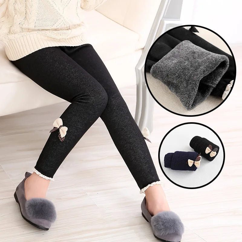 2-12 Year Old Children's Pants New Autumn and Winter Style Plush Girls Leggings, Wearing Warm Cotton Pants for Girls Outside