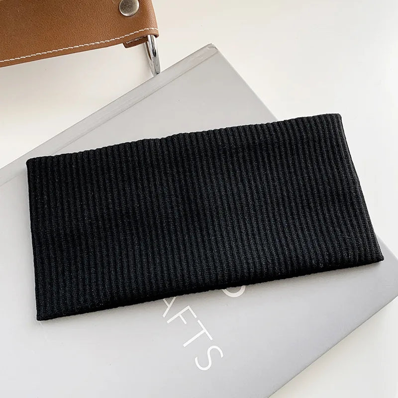 Autumn and Winter Wide Edge Elastic Women Hairband Makeup Wash Face Headband Sports Knitted Headpiece Headband
