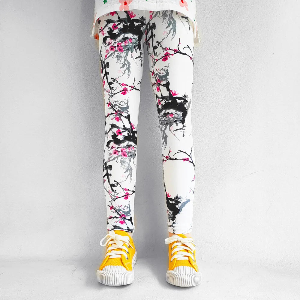 Print Kids Baby Girl Leggings Spring Summer Children Stretch Slim Pants for 2-11 Years
