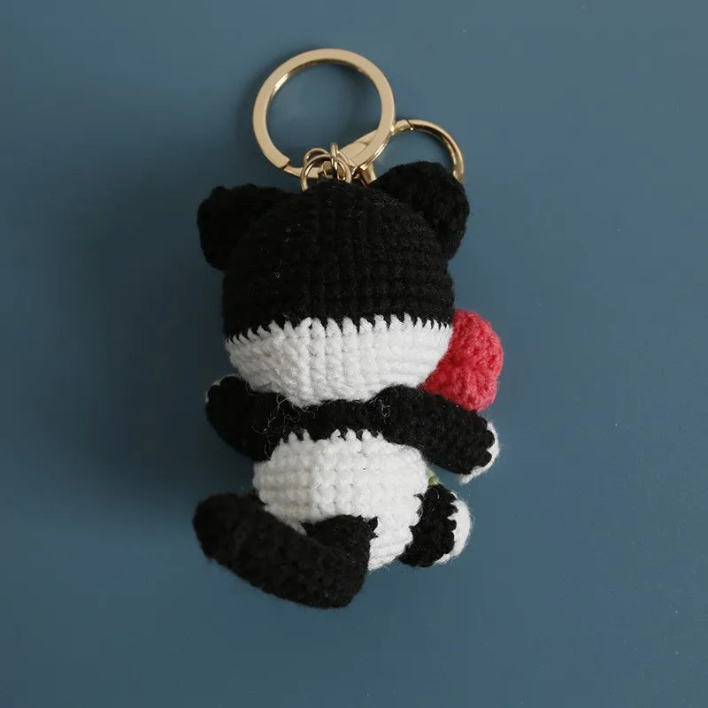 Exquisite Kitten Doll Crochet Keychain For Bag Pendant Knitted Small Cat Doll Keyrings Cute Kitten Keychain Custom Accessories