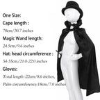 Kids Magician Role Play Costumes Outfit Boys Girls Halloween Magician Dress Up Cosplay Set  Top Hat Magic Cape Wand Gloves Kit