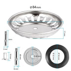 Kitchen Sink Strainer Stainless Steel 80/82/84 Mm Household Water Basin Sink Drainer Strainer Basket Waste Plug Stopper Filter