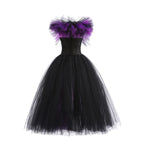 Maleficent Neck Dress Girls Halloween Theme Cosplay Costume Handmade Woven Tulle Dress Evil Role Playing Outfits Luxury Gown