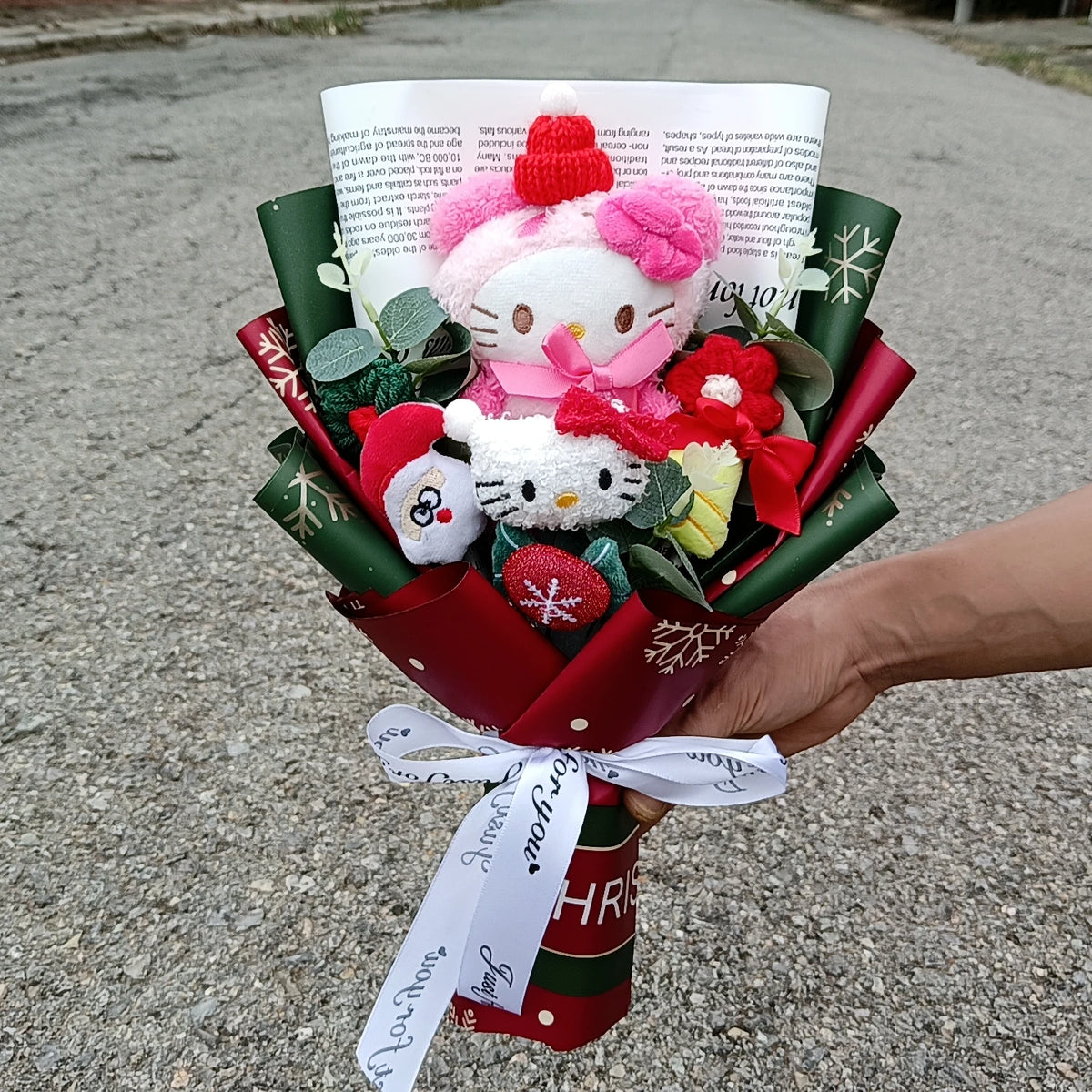 Hello Kitty Cartoon Plush Bouquet  Anime Rose Flowers Doll Home Wedding Decoration Christmas Valentine's Day Gift