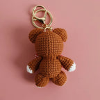 Cute Small Bear Doll Keychain For Couple Gifts Handmaking Crochet Cartoon Bear Keychain Knitting Animal Doll Custom Accessories