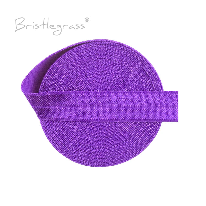 BRISTLEGRASS 2 5 10 Yard 5/8" 15mm Solid FOE Shiny Fold Over Elastic Spandex Satin Band Hair Tie Headband Dress Sewing Lace Trim