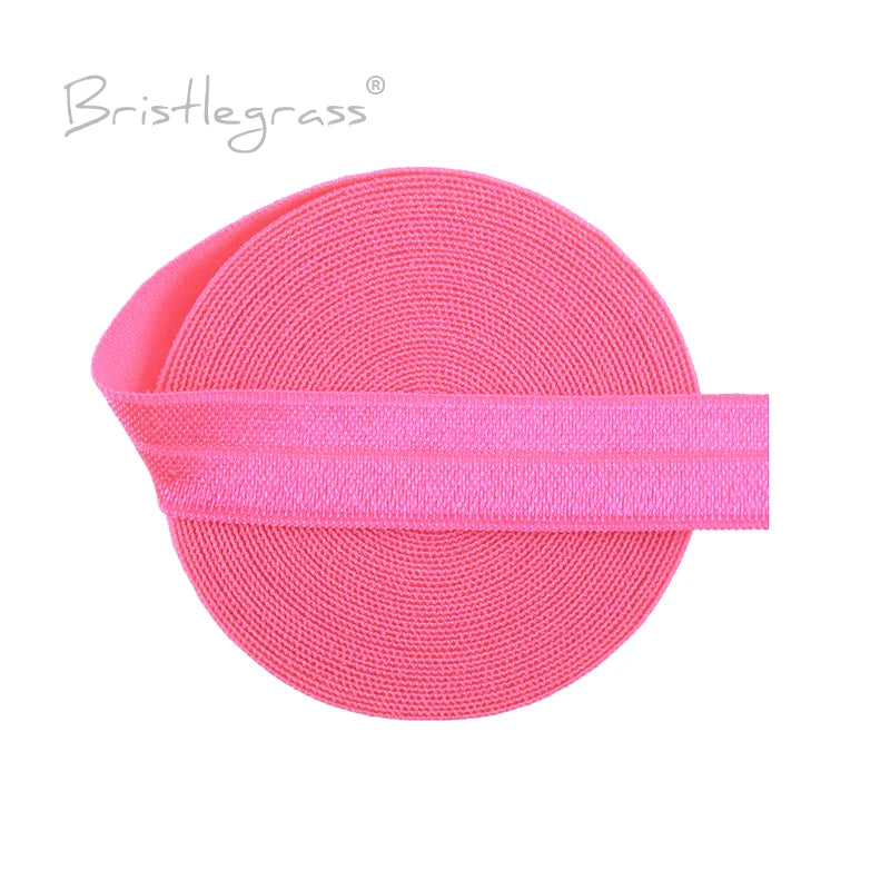 BRISTLEGRASS 2 5 10 Yard 5/8" 15mm Solid FOE Shiny Fold Over Elastic Spandex Satin Band Hair Tie Headband Dress Sewing Lace Trim