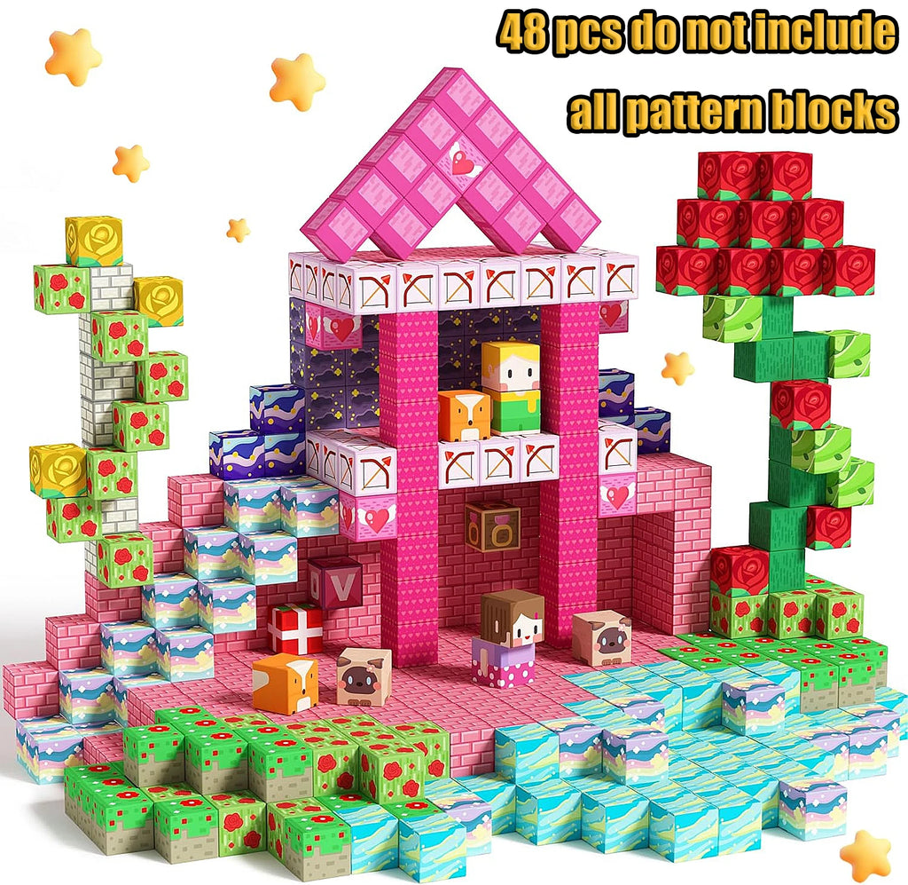 Magnetic Building Blocks Mine World Magnetic Pool Castle Villa Party Construction Brick Cube STEM Boy Girl Children Toy Set Gift