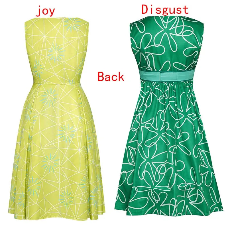 Movie Joy Disgust Cosplay Costume for Women Dress Halloween Costume Joy Disgust Outfits for Women Role Play