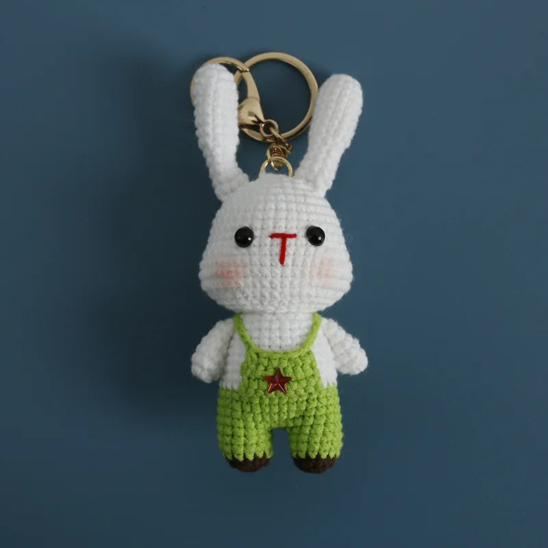 Creative Small Animal Doll Handmake Crochet Keyrings For Bag Pendant Cartoon Puppy Keychain Knitting Animal Doll Keyring Custom