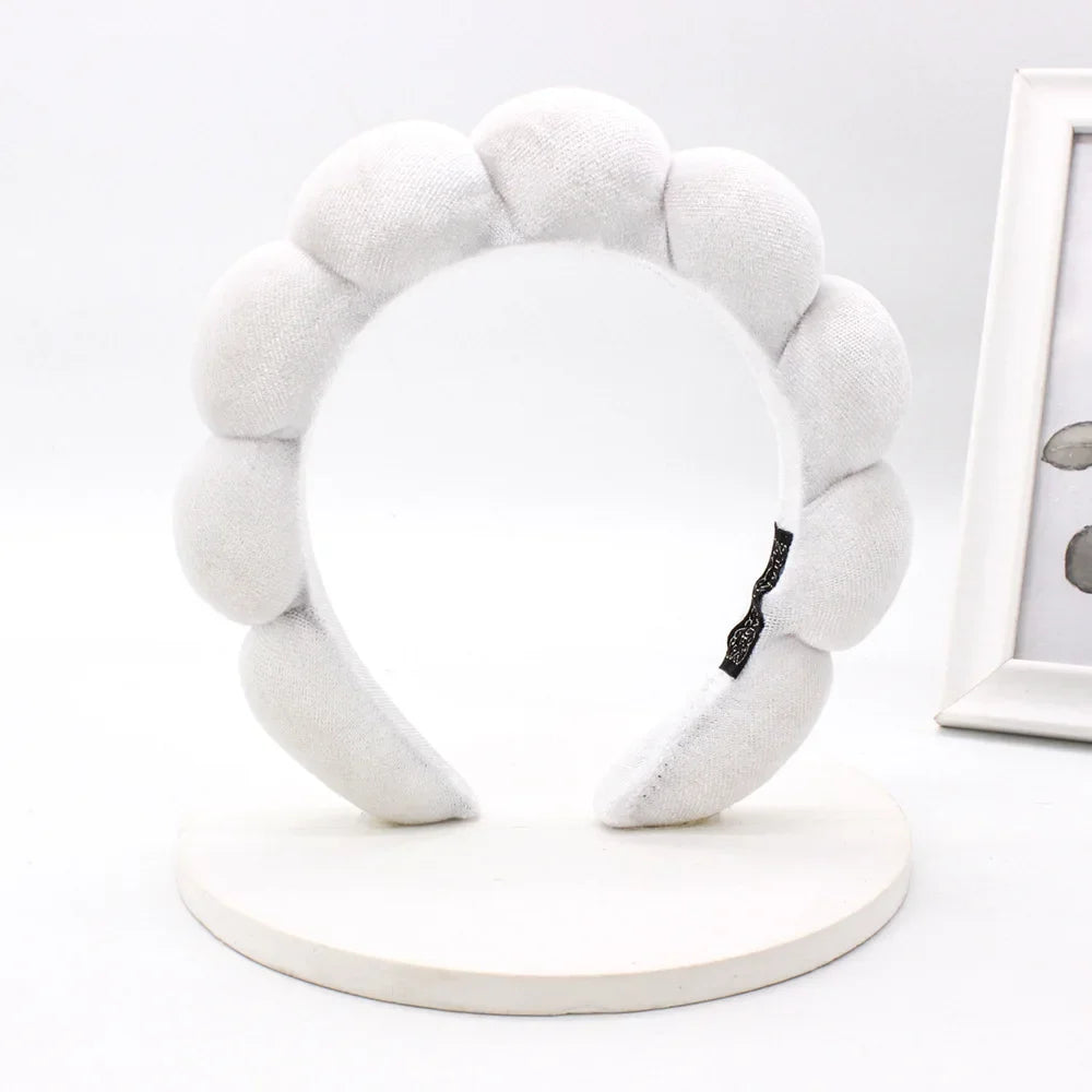 Sponge Spa Headband Velvet Washing Face Wide Padded Headband Skin Care Makeup Removal Shower for Women Girls Hair Accessories