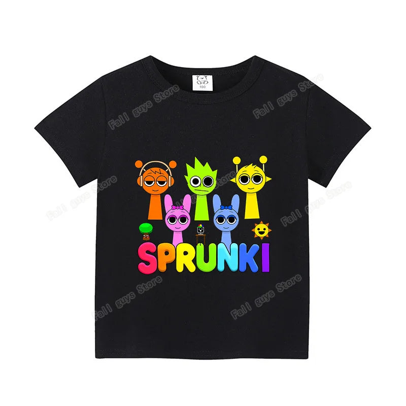 Sprunkis T-shirts Cartoon Oren Wenda Outdoor Clothes Short Sleeve Summer Cute Base Top Funny Birthday Gift