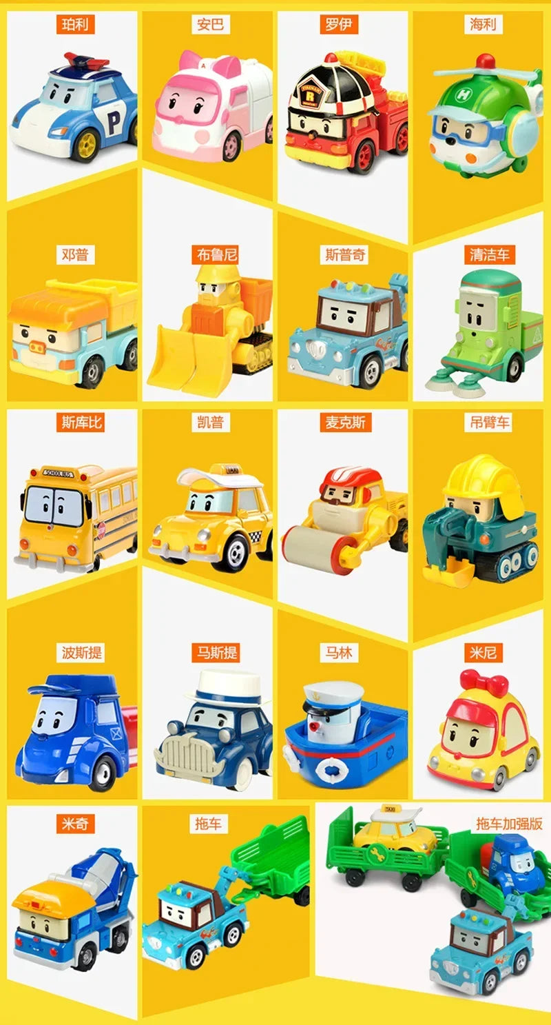 19 Style Silverlit Robocar Korea Kids Toys Robot Roy Haley Anime Metal Action Figure Cartoon Toy Car for Children Best Gift