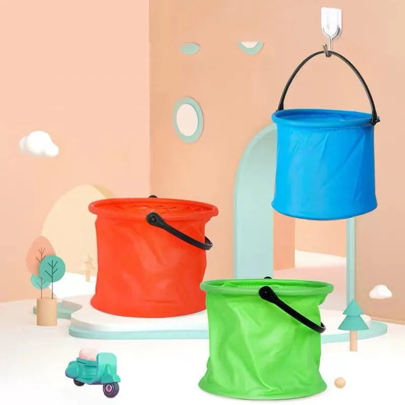 Beach Sand Bucket Toy 2Pcs Collapsible Bucket Gardening Tool Outdoor Pool Play Tool Kids Summer Water Fun Toy Birthday Gift