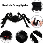 30/90/150cm Halloween Black Scary Giant Spider Huge Spider Web Halloween Decor Home Bar Haunted House Prop Holiday Outdoor Decor