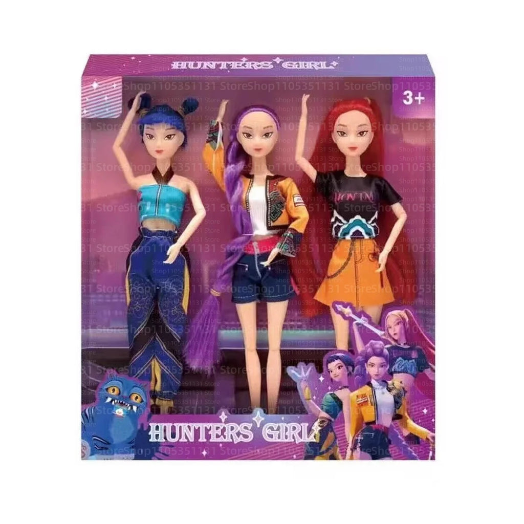 Kpop Rumi Mira Zoey Vinyl Doll Anime Hunters Girl 11 Inch Articulated With Theme Music Cute Toy 3PCS Set Gift for Kids Girl Fans