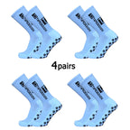 4Pairs/Lot 2024 New ANTI SLIP Tapedesign Football Socks Mid Calf Non-Slip Soccer Sport Cycling Sports Mens Sock EU38-45