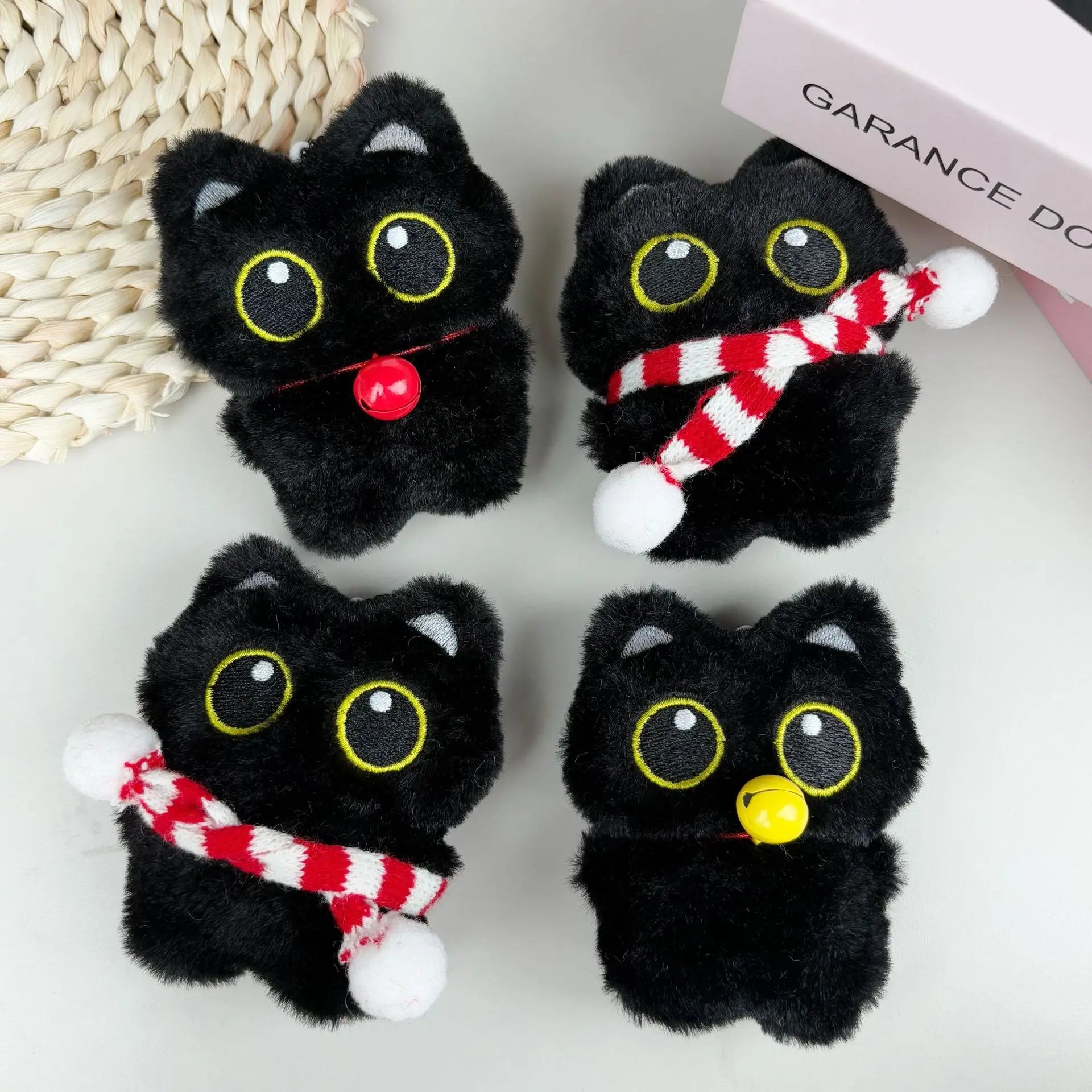Assorted Style Black Cat Plush Shape Bag Charm Cute Black Cat Plush Toy Keychain Backpack Hanging Bag Decoration Holiday Gifts