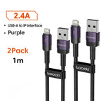 Toocki USB Cable For iPhone 14 13 12 Pro Max X XS XR 8 7 Plus iPad Fast Charging Charger Aluminum iP Cable For iPhone Data Cord