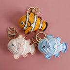 Funny Shrimp Doll Crochet Keychain Handmaking Clown Fish Knitting Keyrings Cute Shrimp Keyrings Bag Pendant Custom Accessories