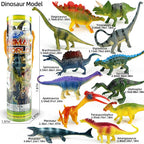 12pcs/set Updated Simulated Solid Dinosaurs Toy Model Realistic Brachiosaurus Tyrannosaurus Rex Toys For Children Christmas Gift