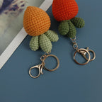 Cute Fruit Series Crochet Keychain Handmaking Knitted Strawberry Keyrings Cute Cherry Keyrings For Bag Pendant Custom Accessory