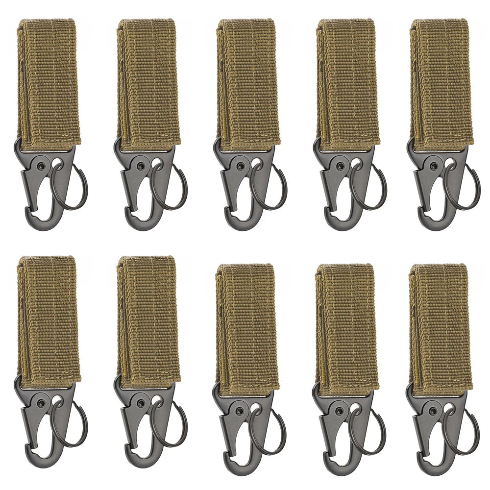 2/5 PCS.Tactical Hanging Buckle Molle Nylon Webbing Carabiner Belt Triangle Keychain for Outdoor Climbing Camping Tool Accessory