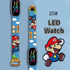Mario Bros Digital Watch for Kids Waterproof Sport Wristband Luigi Princess Peach Yoshi Bowser Action Figures Children