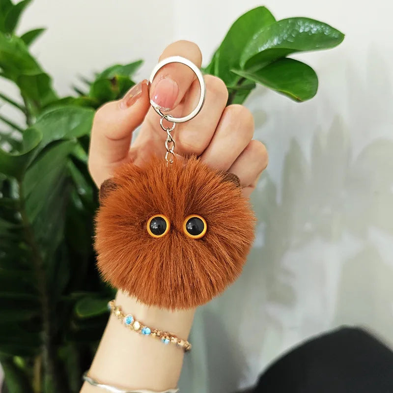 Blush Cat Ball Original Design Cartoon Handmade Plush Pendant Cat Keychain Girly Gift for Girls