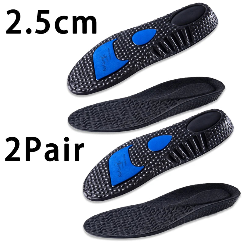 1Pair Height Increase Insoles for Feet PU Memory Foam Shoes Pad Breathable Orthopedic Heel Lift Insole for Sport Running Care