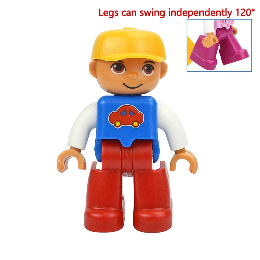 Big Size Figures Building Block Doll Family Farmer Pirate Worker Doctor Policemen Large Brick Compatible Build House Duploes Toy