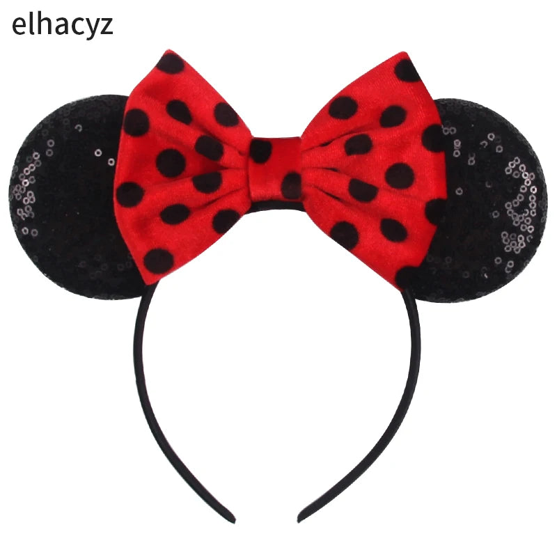 2026 Chic Embroidery Sequin Ears Headband Classical DOT Bow Hairband For Girls Women Party Head Wear Kids DIY Hair Accessories