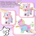 Interactive Walking Toy Cat for Kids Touch & Voice Controlled with Remote Leash And Waggling Tail Ideal Birthday Or Gift