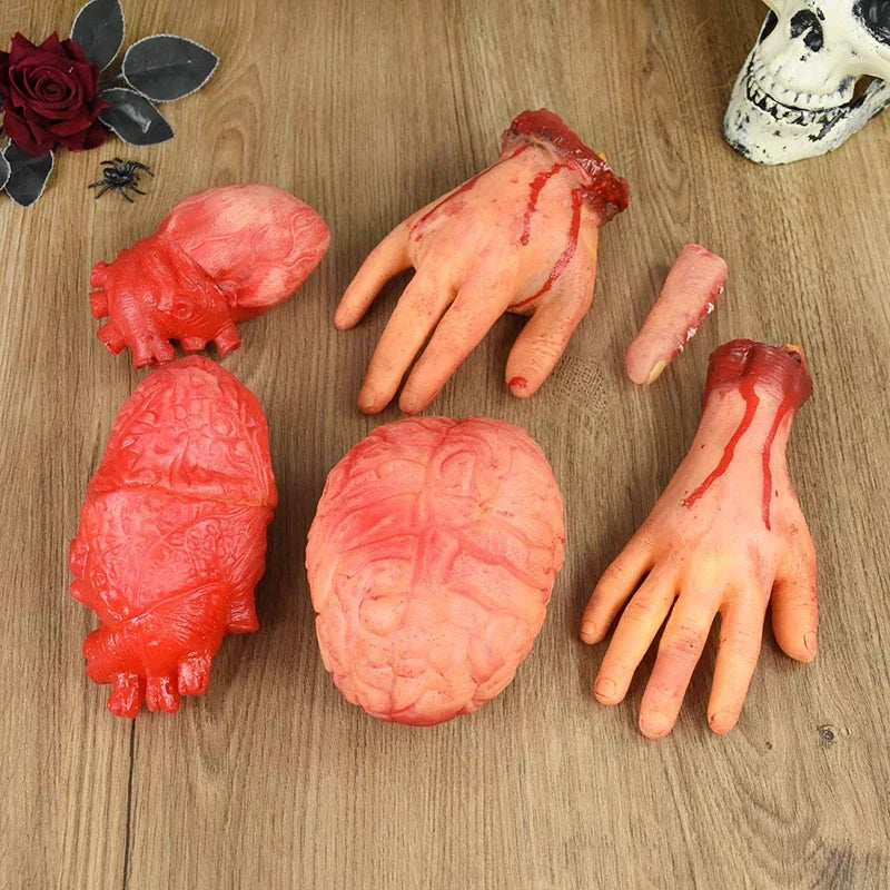 Horror Halloween Decoration Lifelike Bloody Severed Limbs Set Terrifying Fake Body Parts for Haunted House Prank Party