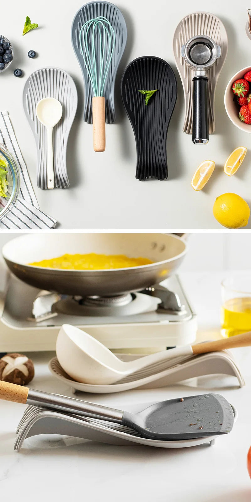 Silicone Kitchenware Tray, Kitchen Spatula, Soup Spoon, Silicone Spoon Holder, Household Thick Insulated Silicone Spoon Pad
