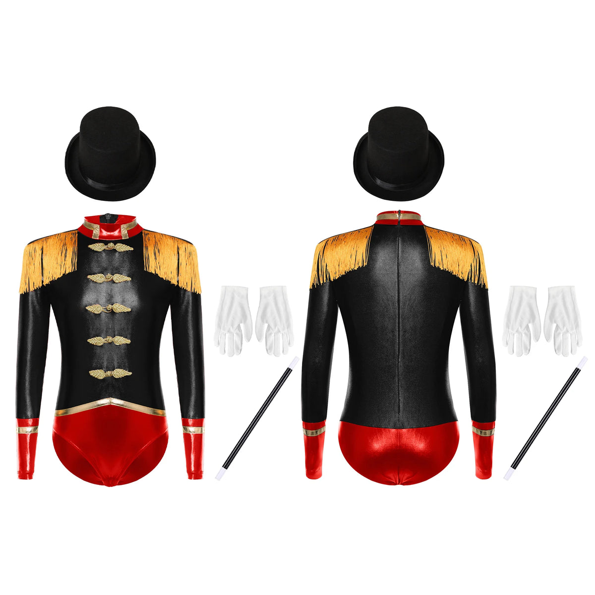 Girls Ringmaster Magician Costume Long Sleeve Leotard Circus Dress Halloween Lion Tamer Theme Carnival Party Fancy Dress Up
