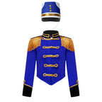 Girls Boys Halloween Nutcrackers Costume Set Drum Trumpet Team Tassel Jacket Coat Hat for Drummer Performance Circus Ringmaster