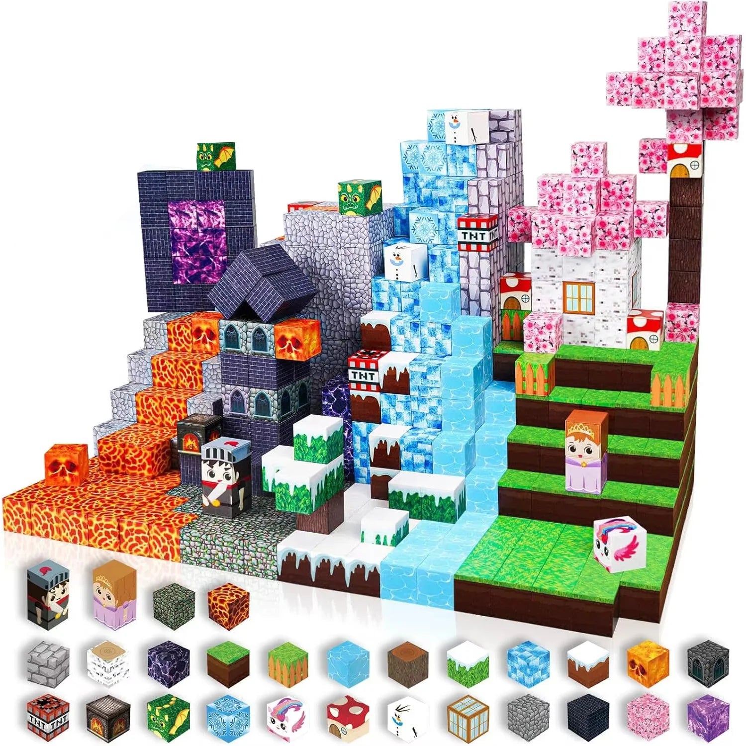 Sensory Montessori Stacking Cubes Construction Set Magnetic Building Blocks Magnet Cube Mine Set Toys Birthday Gift