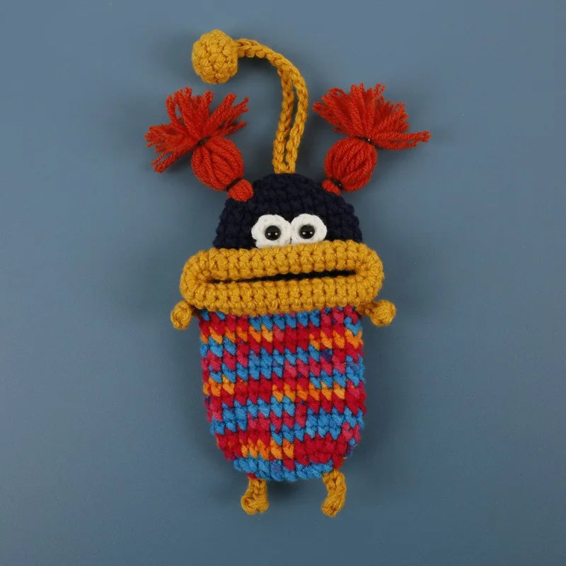 Cute Fruit Series Sausage Mouth Doll Crochet Keychains Custom Knitting Bag For Car Keys Holder Funny Doll Bag For Keys Storage