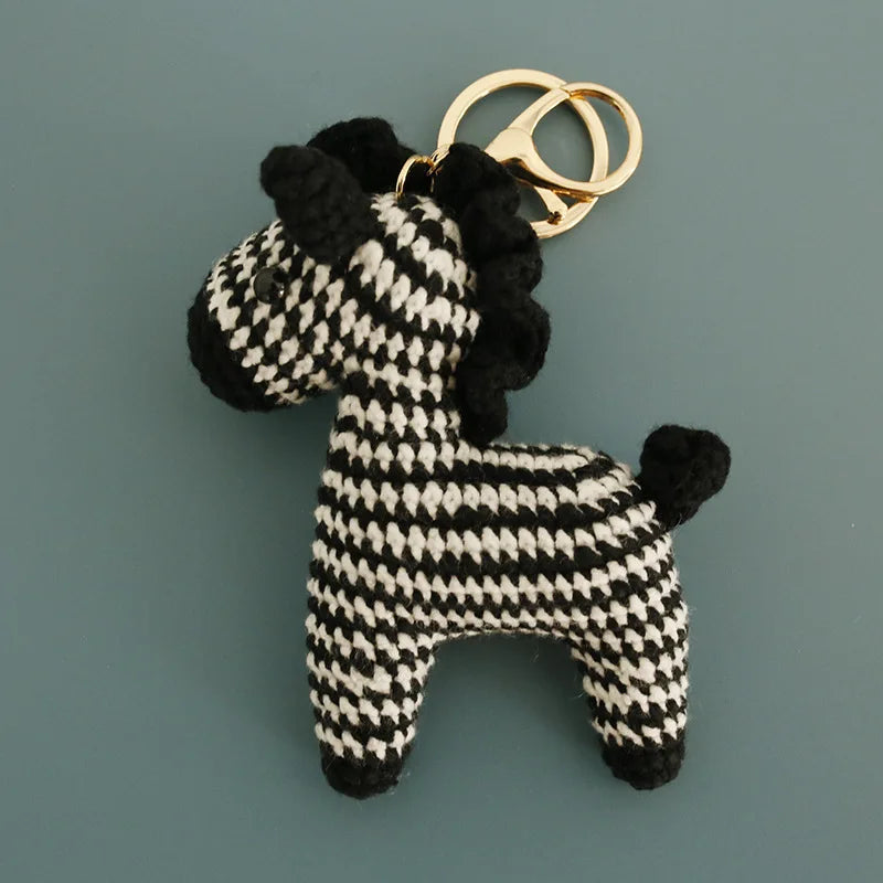 Funny Zebra Crochet Keyrings For Bag Pendant Handmake Animal Doll Knitting Keychain Cute Sheep Keyrings Gifts Custom Accessories