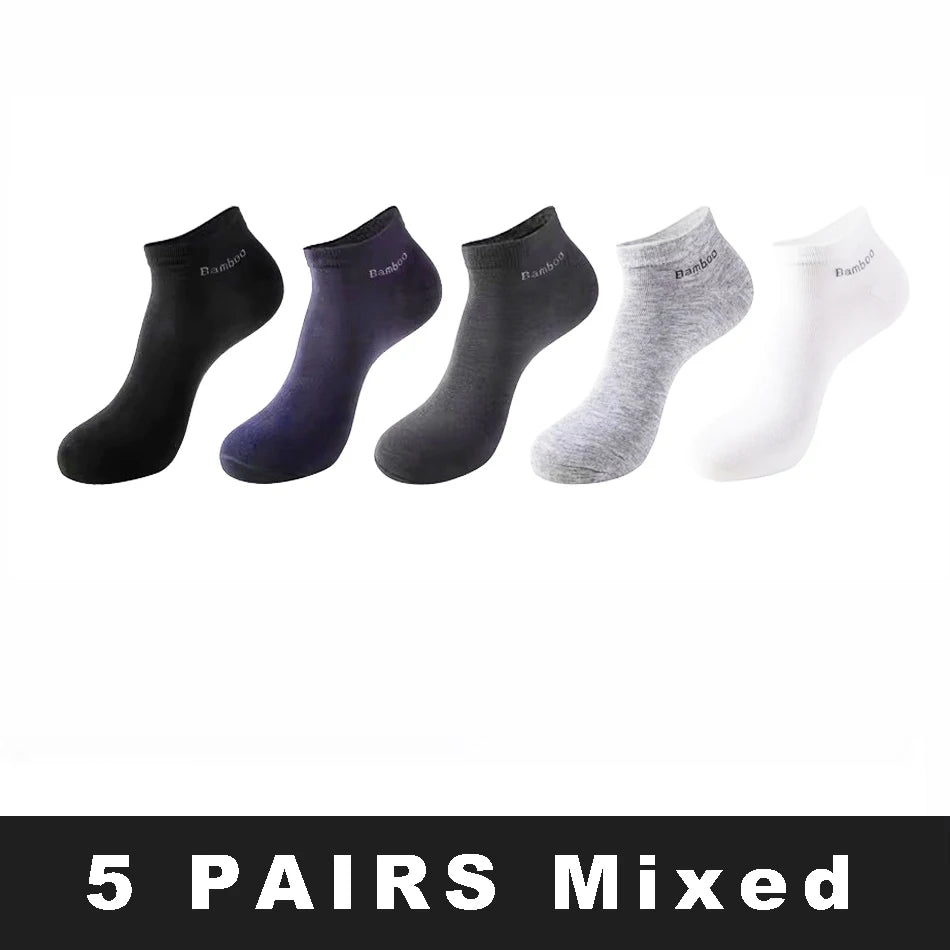 5/10/15 Pairs Men's Bamboo Fiber Socks Short High Quality New Casual Breatheable Anti-Bacterial Man Ankle Socks Men Size 38-45