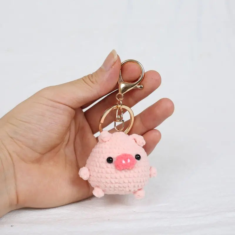 Cute Small Bear Couple Keychains Knitting Cartoon Bear Mini Animal Doll Keyrings Crochet Keychain Wholesale Custom Acceessories