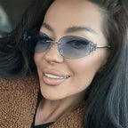 Rimless Oval Sunglasses Women UV400 Oversized Gradient Black Lenses Metal Frame Punk Decorative Glasses Men Goggles Female