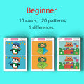 Find the Difference, Fun Concentration Training Game Pictures, Educational Items, Find Different Places, Reusable Erasable Pictures