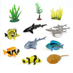 56-Piece Underwater World Model Set - Mini Marine Animals, Coral, Octopus, Nautilus, Crab, Lobster, Starfish, Ocean Model Animal