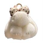 Plush Key Chains Bag Hanging Pendant Car Key Ring Mini Rabbit Hair Bow Bag Strap Cute Bunny Couple Keychain